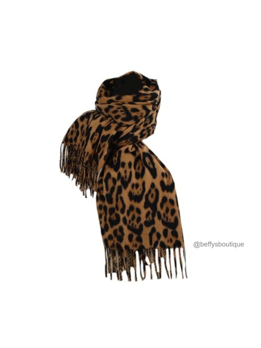 Women's Leopard Print Tassel Scarf Polyester Cashmere Feel Warm Winter Wrap